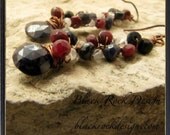 Sapphire, Ruby and Moonstone Earrings "Midnight Blossom"