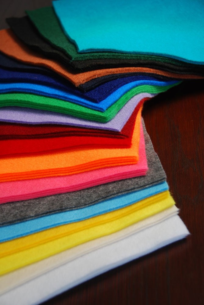 Assorted Acrylic Craft Felt  9 Inch x 12 Inch - 50 Sheets per pack
