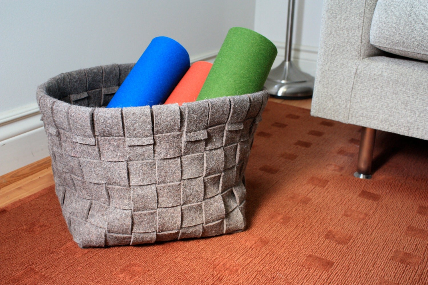 Woven Felt Basket by TheFeltStore on Etsy