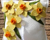 Daffodil Wool Felt Flower Ring Pillow in White Orange Yellow Narcissus Wedding or Colors of Your Choice - HeyMiemie