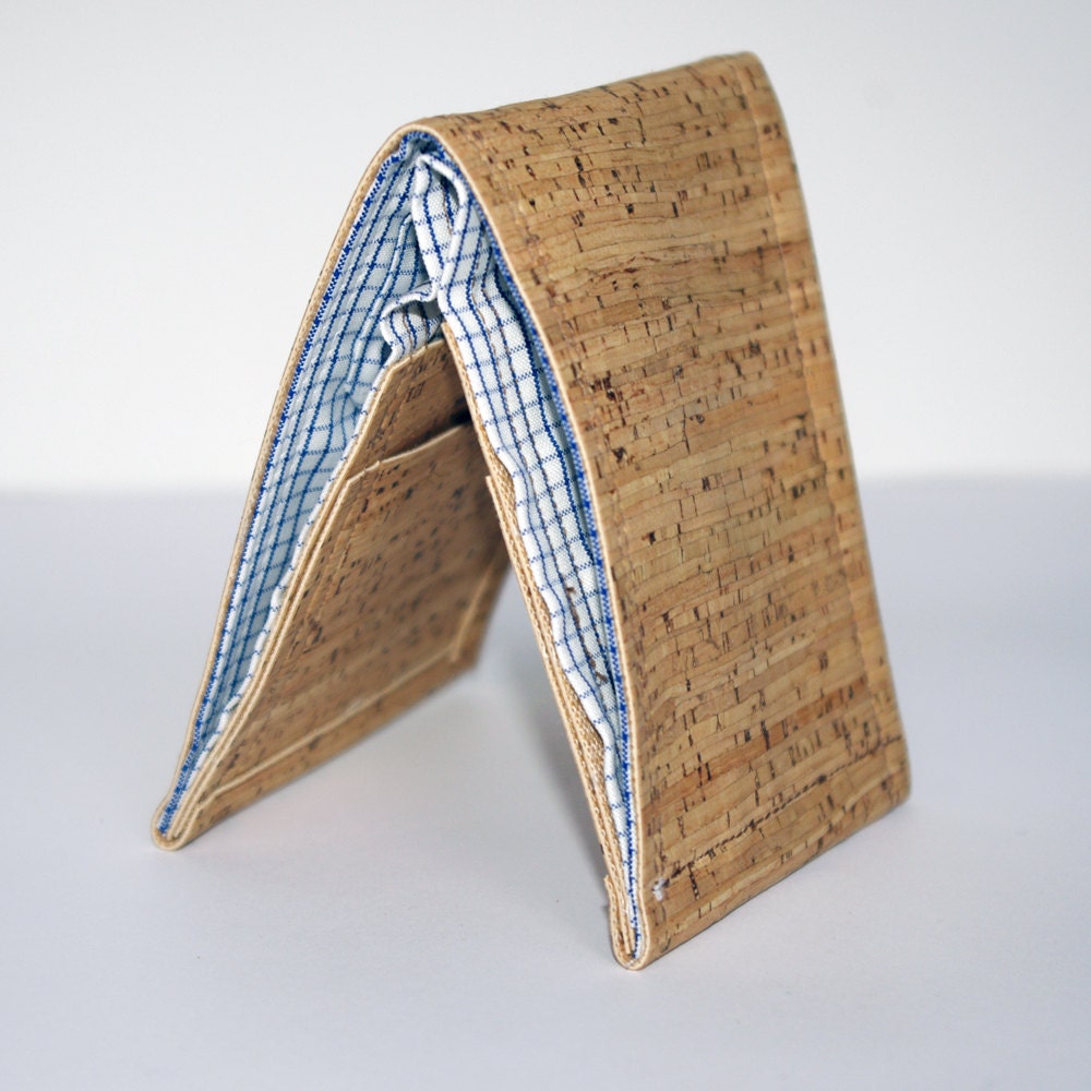 Upcycled Vegan Wallet - Cork Fabric and Upcycled Interior - No3