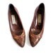 Vintage shoes / brown leather stitch stacked wood heel pumps / size 39.5-8.5