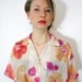 Vintage shirt / semi sheer floral short sleeve button up / size L