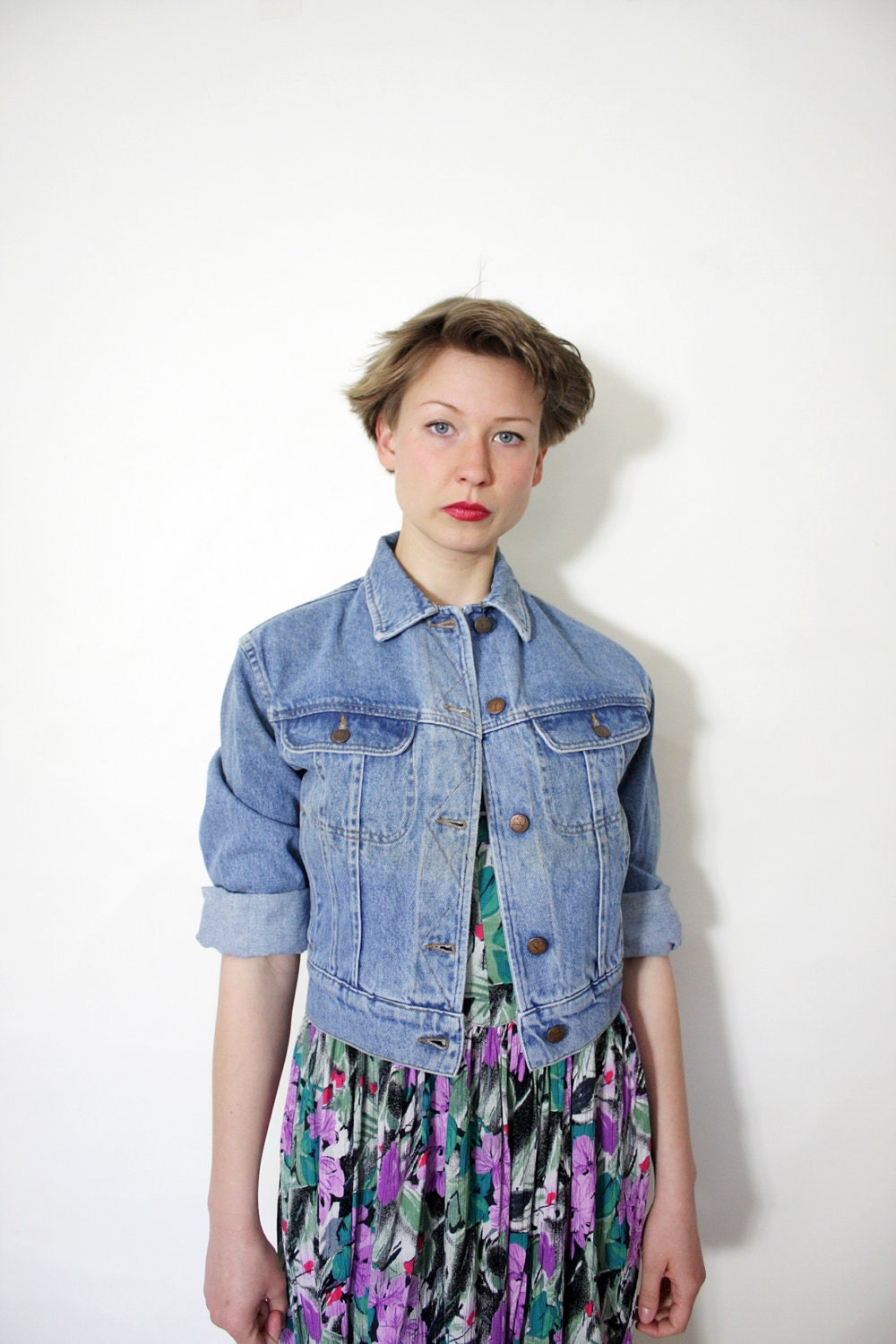 Vintage jacket / Valentino crop jean jacket / size S-M