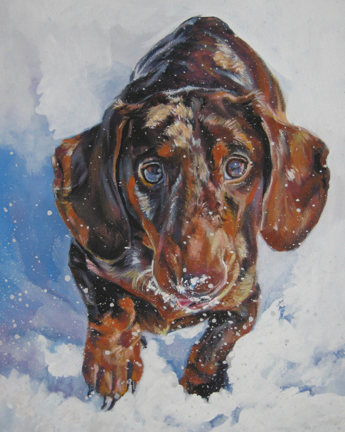Dachshund print CANVAS print of LA Shepard painting 8x10 dog art