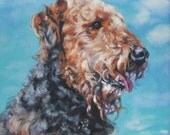 Airedale terrier art print CANVAS print of LA Shepard painting 12x12