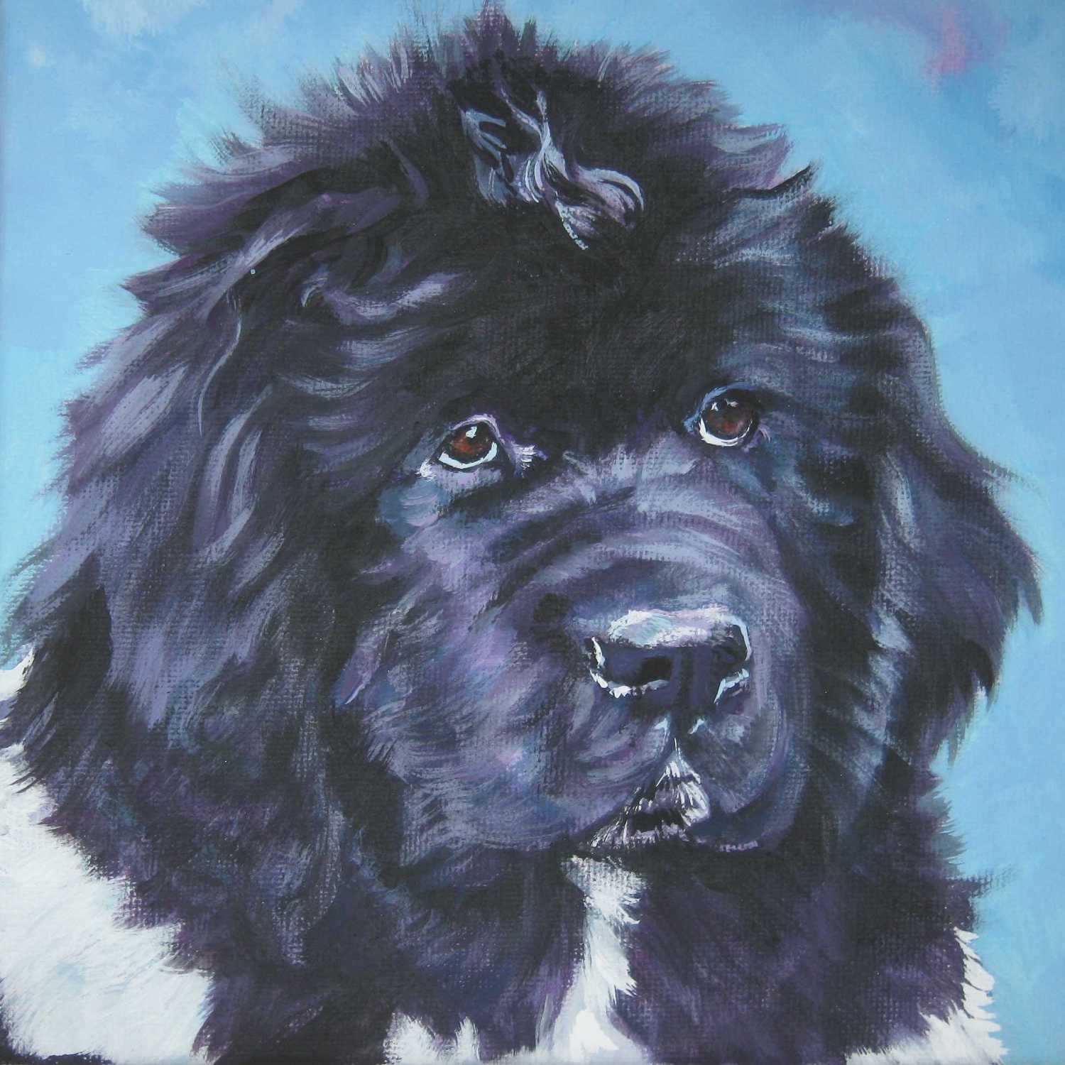 Landseer Newfoundland art print CANVAS print of LA Shepard painting 8x8 dog art