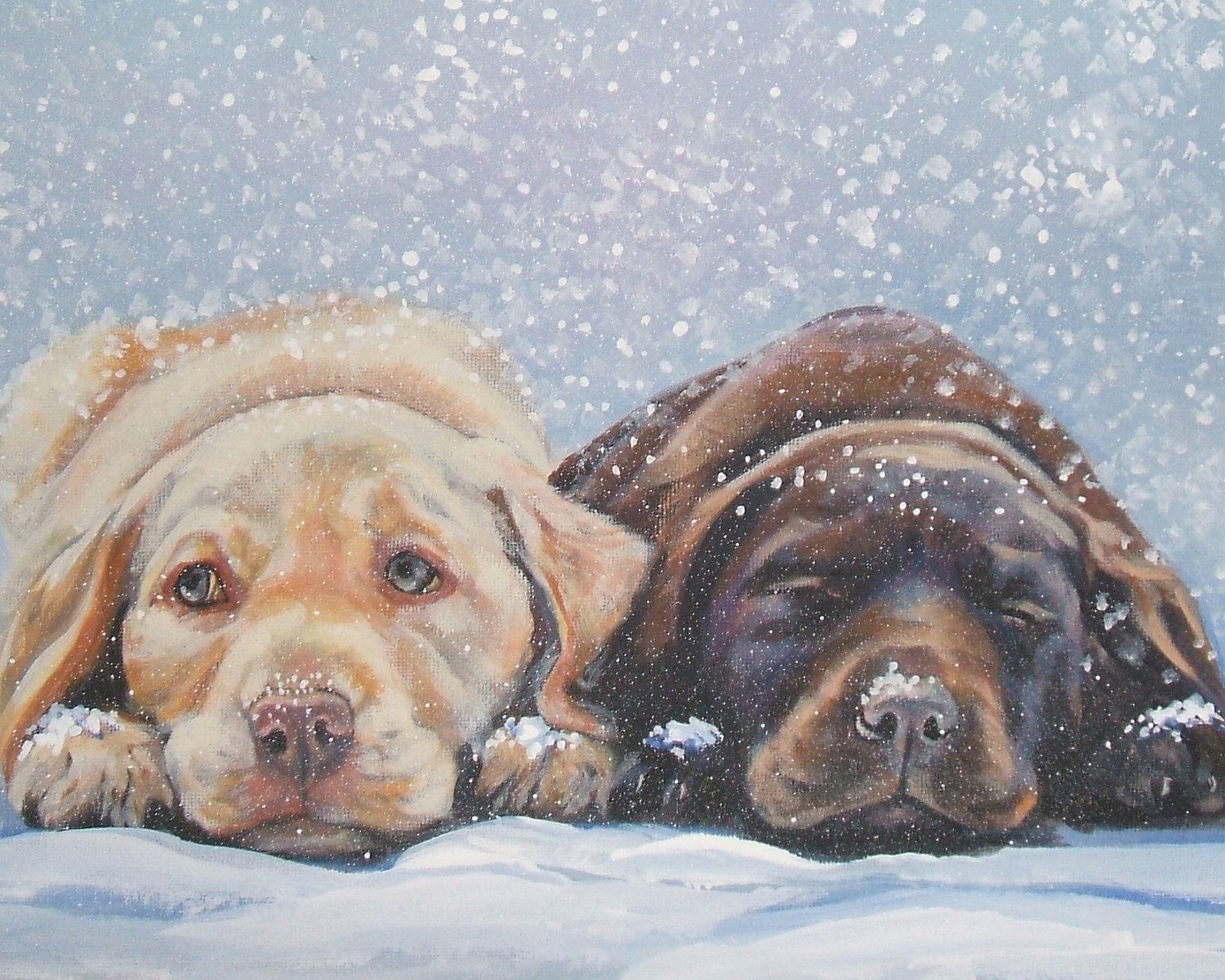 Labrador retriever art print CANVAS print of LA Shepard painting 8x10 dog art