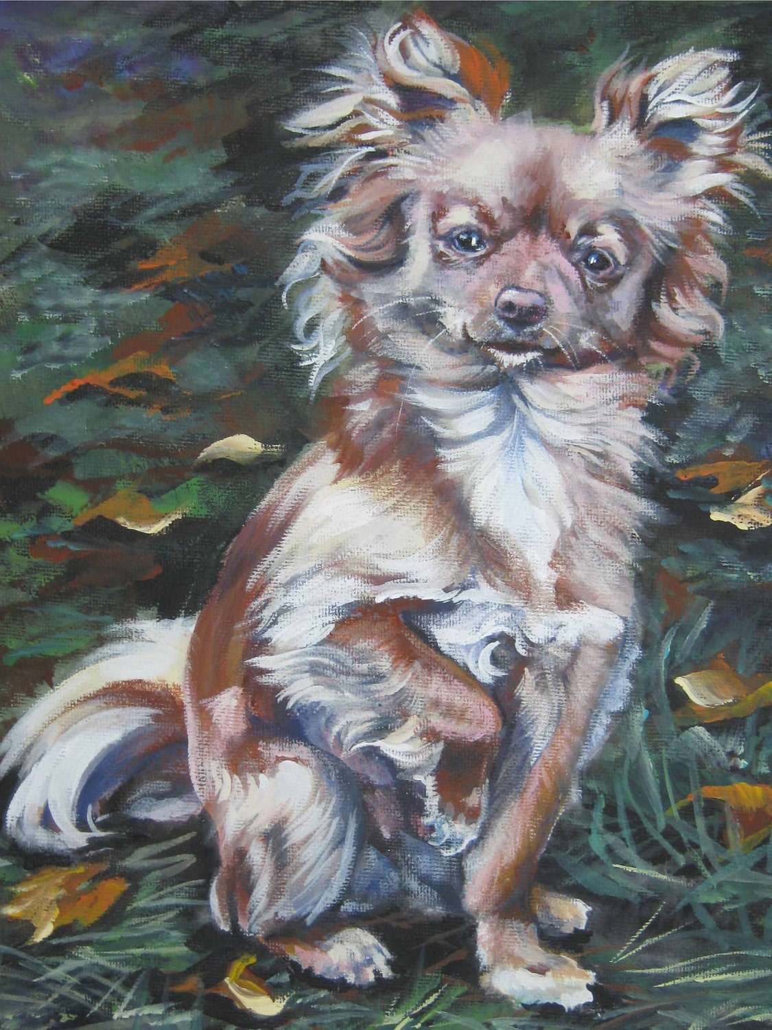 Chihuahua art print CANVAS print of LA Shepard painting 12x16