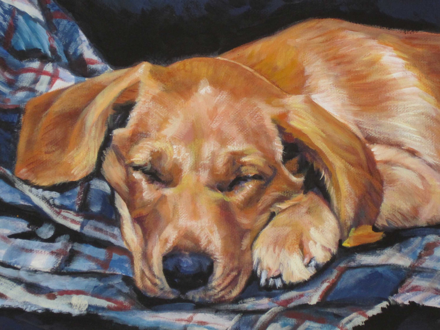 Labrador retriever art CANVAS print of LA Shepard painting 12x16 yellow lab dog