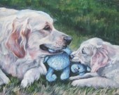 Golden Retriever art print CANVAS print of LA Shepard painting 8x10