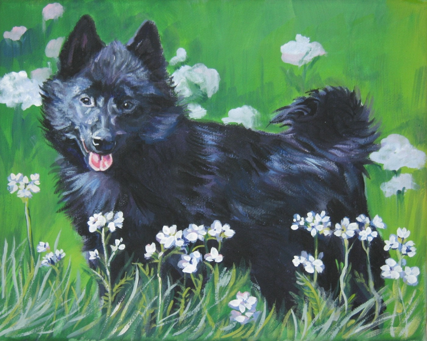 Schipperke art print CANVAS print of LA Shepard painting 8x10 dog art