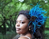 Natural Hair Accessories Blue Feather Carnival Headband