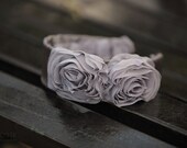 Curly Hair Accessories Headband Grey Satin Wide