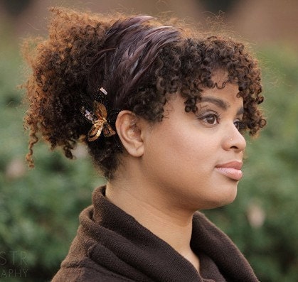Natural Hair Accessories Headband Kinky Brown Feather