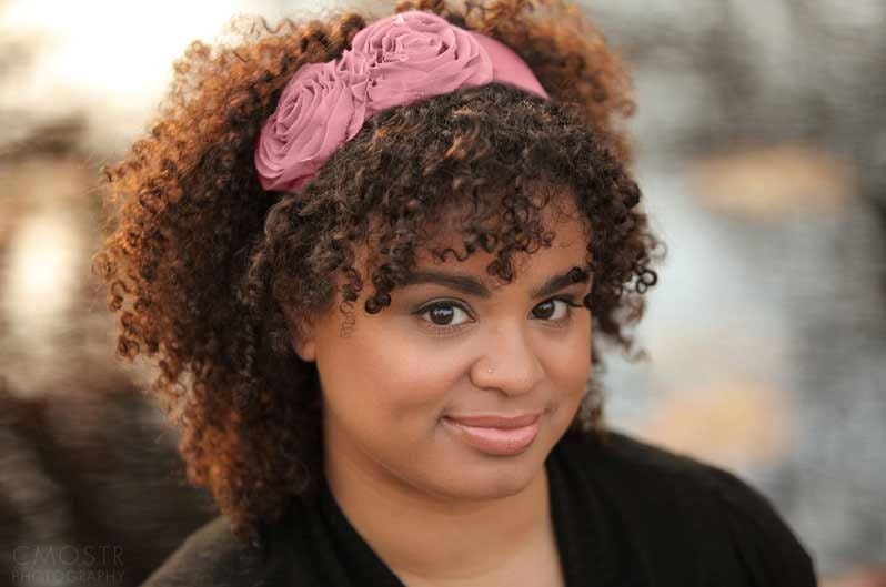 Natural Hair Accessories Headband Wide Pink Satin Rosette