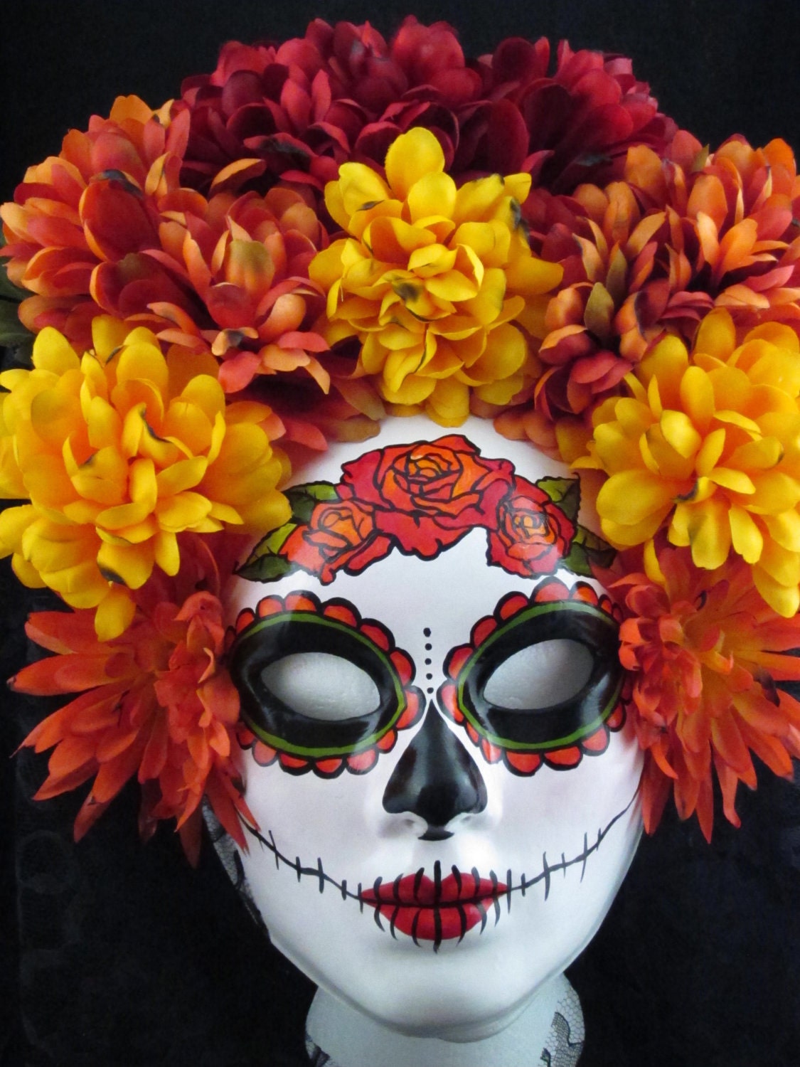 Ready to Ship- Autumn Harvest Mask for Day of the Dead/Dia de los Muertos/Halloween/Masquerade/Costume