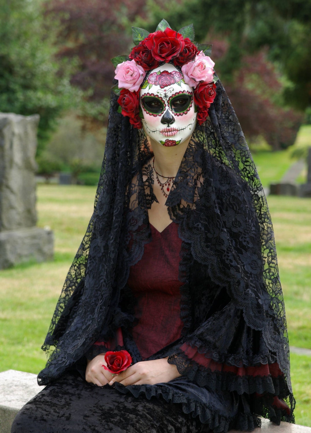 La Rosa Catrina Mask for Day of the Dead/Dia de los Muertos/Wedding/Cosplay