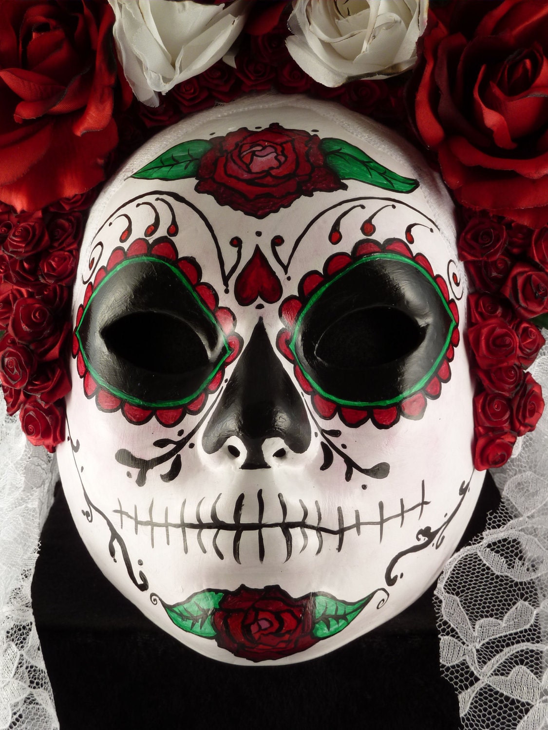 White Catrina Mask for Day of the Dead/Dia de los Muertos/Costume/Cosplay