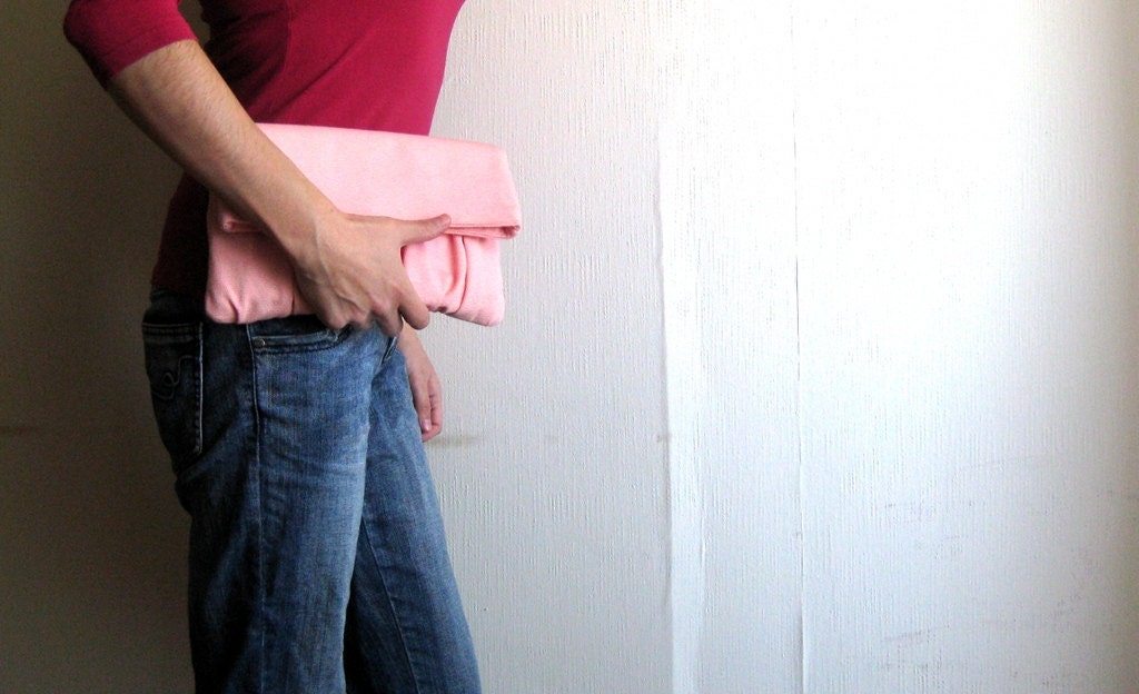 Fold over, handbag, clutch, pouch, purse - Delicada Fold Over Clutch in Pink Cotton - SALE - Prices already reduced