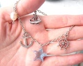 Sea Charm Bracelet Nautical Jewelry Anchor Bracelet Starfish Bracelet