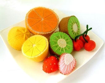 DIY Lovely fruit set(Lemon,Orange,Kiwi,Cherry,Strawberry)--PDF Pattern via Email--V02