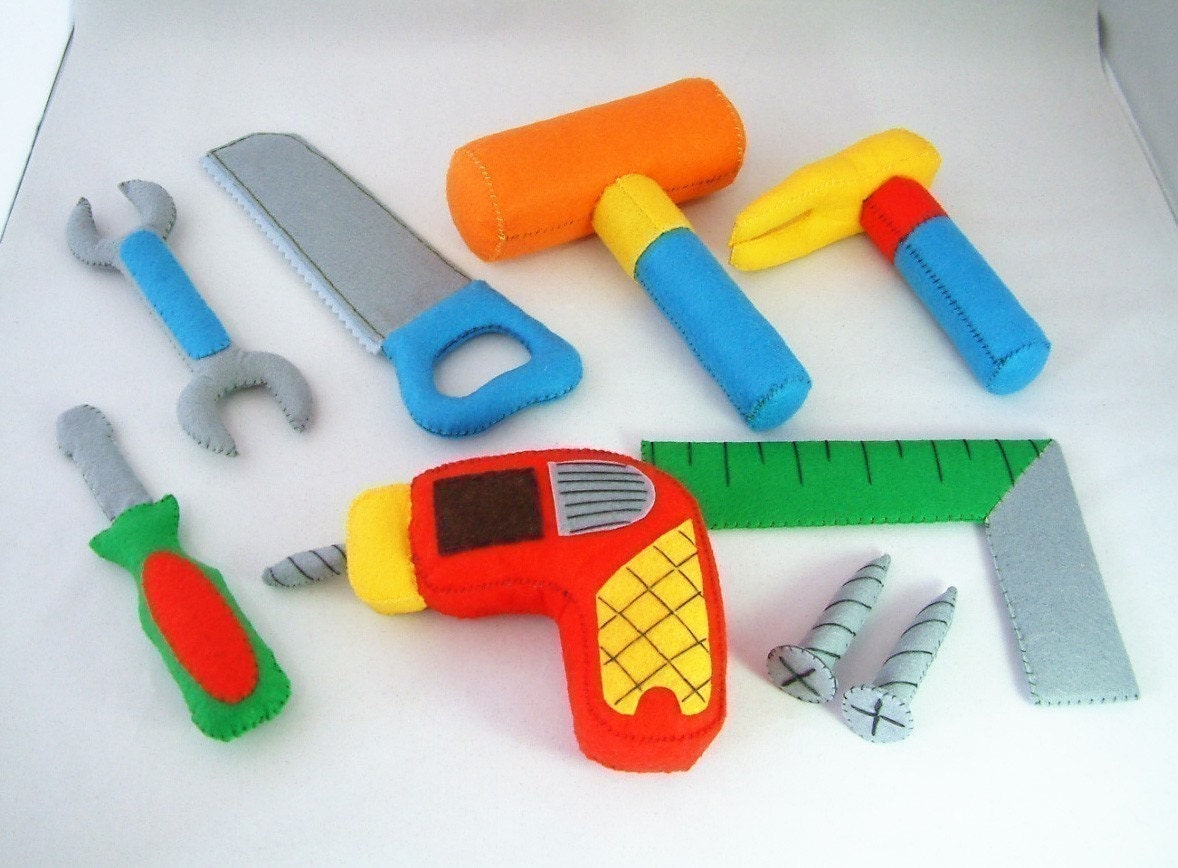 DIY Felt ToolBox(toolbox,Drill,Screwdriver,wrench,screw,Saws,Square,Hammer)-PDF Pattern via Email-T09