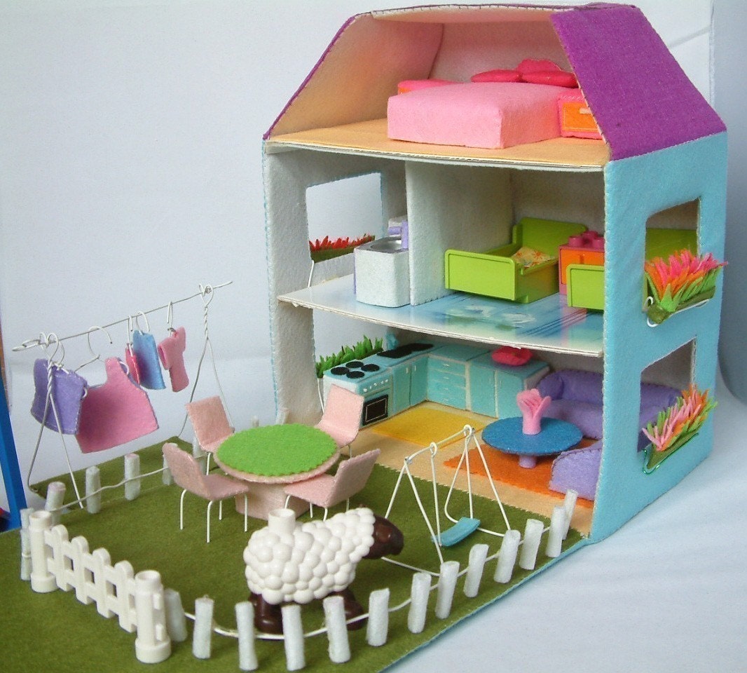 felt toy pattern-Doll house,courtyard,furniture Bundle set-PDF via Email-T14,T15