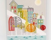 Hill houses - San Francisco inspired, Textiles Canvas print