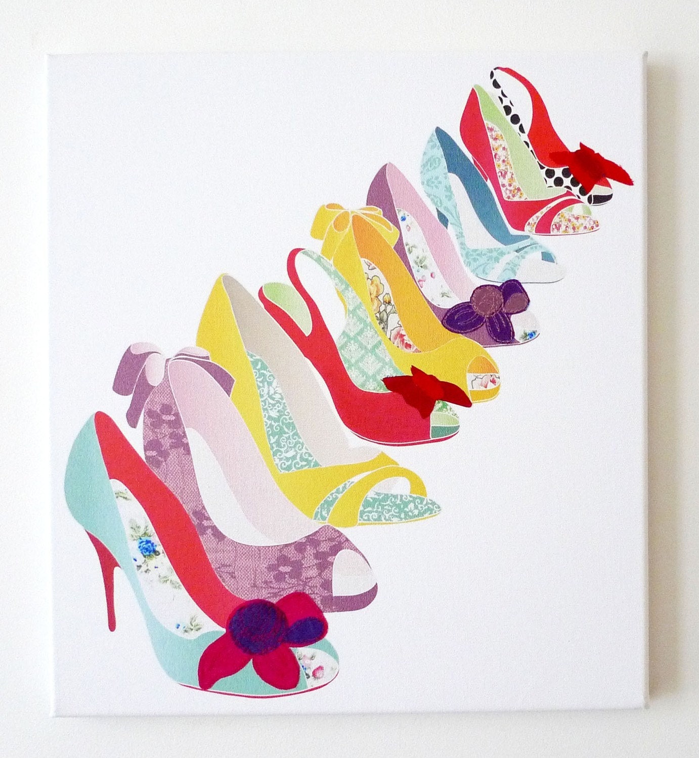 Never enough... Mixed media, stitched canvas print