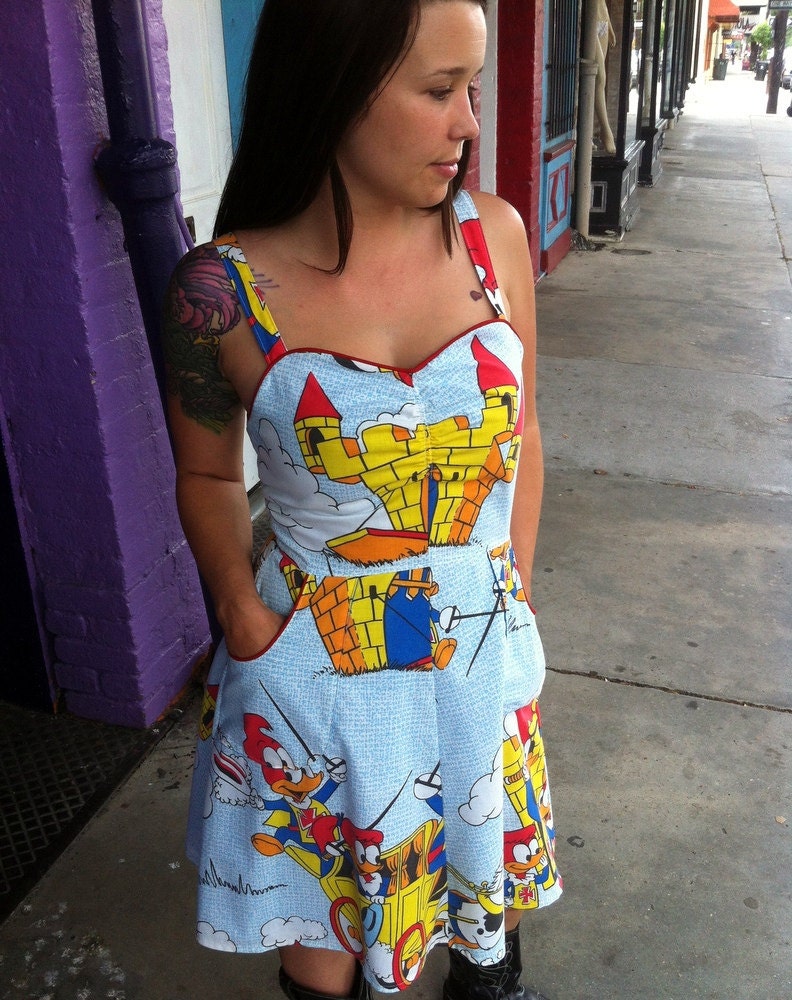 Upcycled Woody the Woodpecker Pin UP Dress OOAK