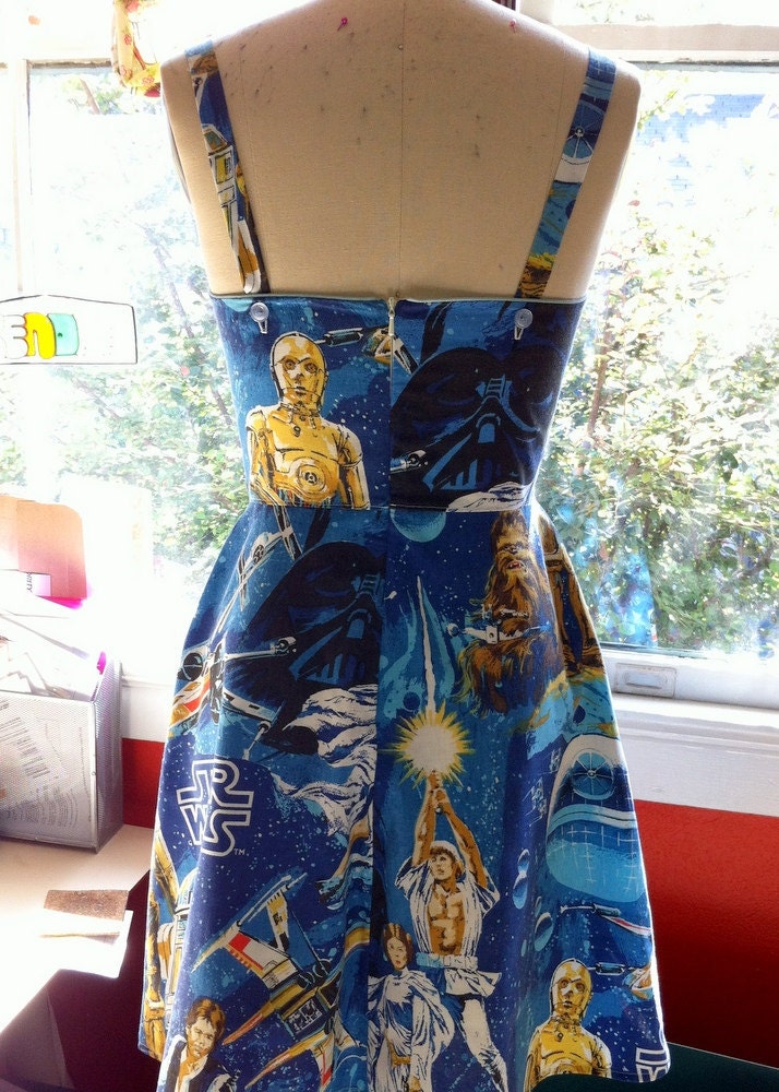 Original Star Wars Pin Up Apron Cut Dress- Upcycled OOAK