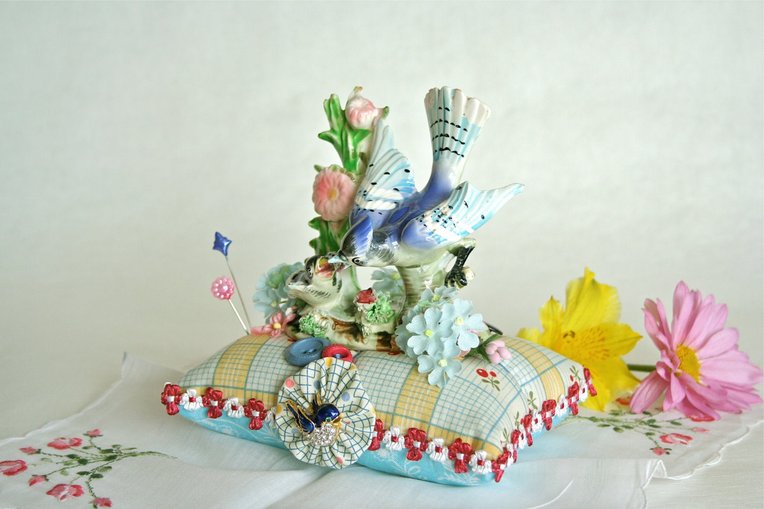 Vintage Bluejays Pincushion
