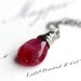 Ruby Moonstone Necklace with Sterling Silver Chain, Wire Wrapped Winter Fashion July Birthstone Jewelry - Cranberry