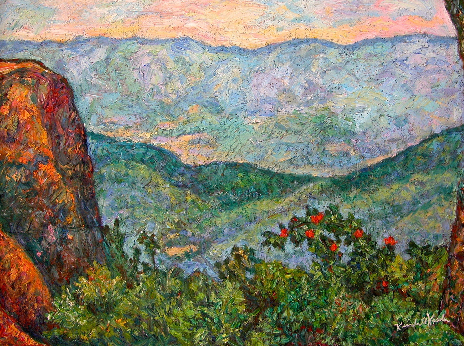 View From Sharp Top Art 12x16 Impressionist Oil Painting by Award Winning Artist Kendall Kessler