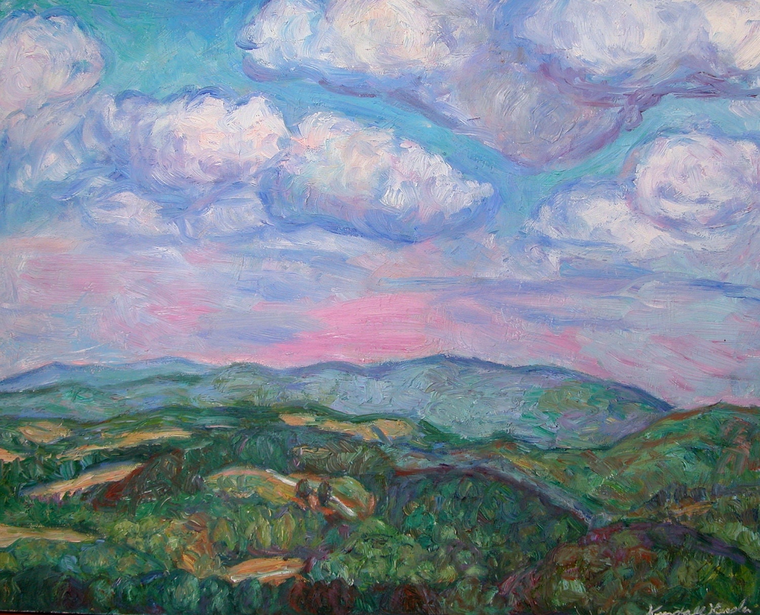 Violet Rocky Knob Evening Art 16x20 Original Oil Mountains Ptg. by Award Winner Kendall Kessler