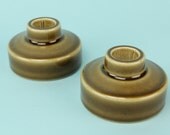Vintage Retro 1970s 70s Avacodo Green Ceramic Pottery Candle Holders