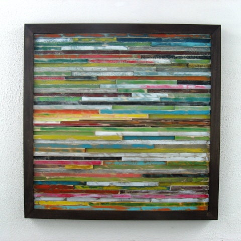 Abstract Painting - Distressed Wood Wall Art Sculpture