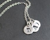 Three Silver Initial Charm Necklace - Mother's Day Custom Initial Charm One Sterling Silver Chain - Letter Necklace - Handcrafted Artisan