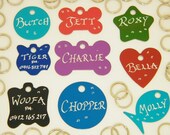 Hand Engraved - Buy 2 Tags get 3rd Tag FREE - Pet Dog or Cat ID Tags - 10 Great Shapes 7 Great Colors Available -