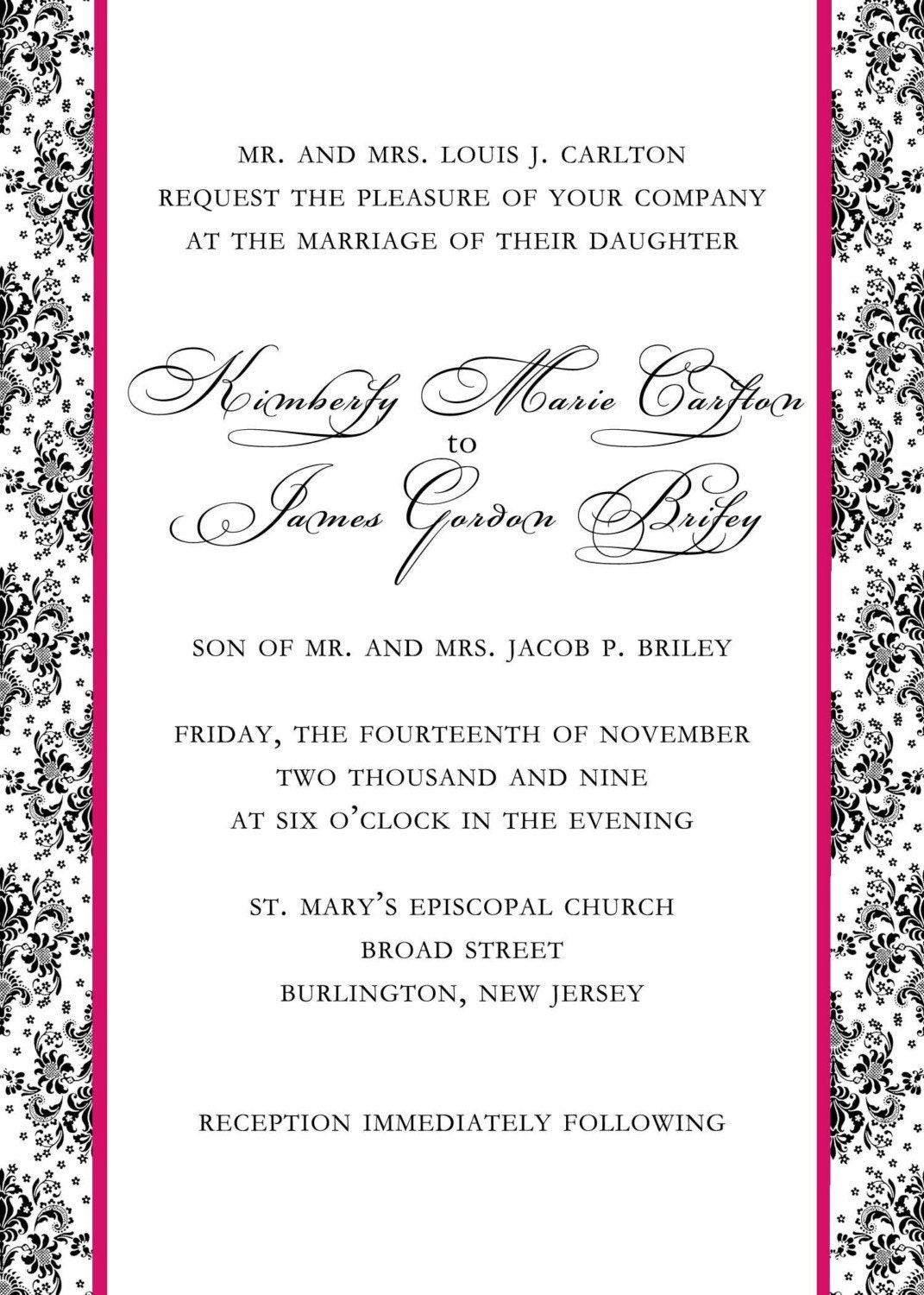 Elegant Damask Wedding Invitation - Custom - Printable/Print Your Own