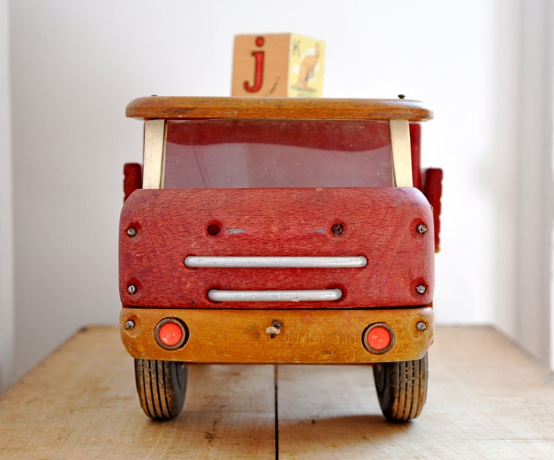 vintage wooden toy truck
