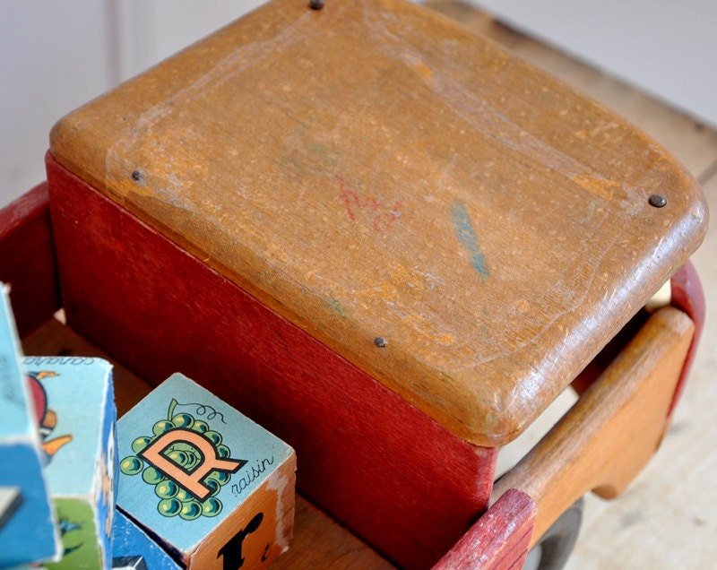 vintage wooden toy truck