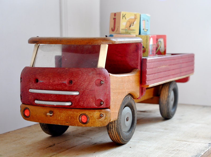 vintage wooden toy truck