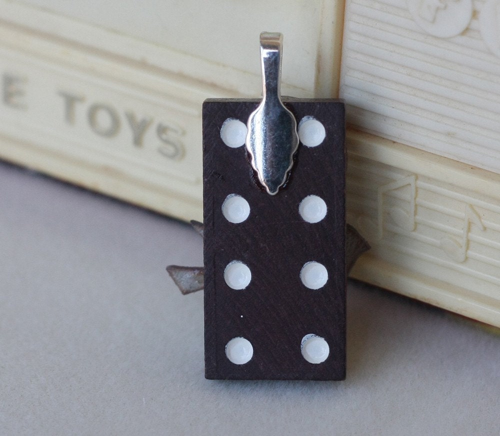 The Key - recycled DOMINO art pendant