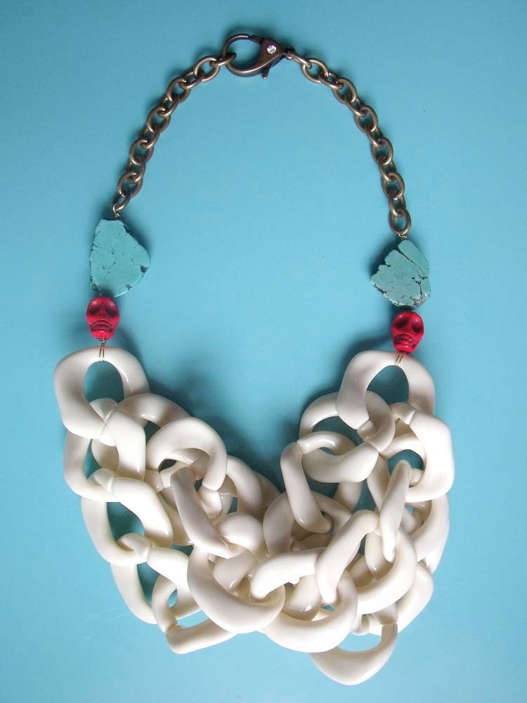 SALE Giant Chain and Skull Necklace