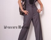 Grey Gray Striped V Neck Jumpsuit Playsuit Rompers FREE SHIPPING International