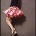 Sexy Red White Floral Cotton Pleated Full Circle Mini Skirt FREE SHIPPING International