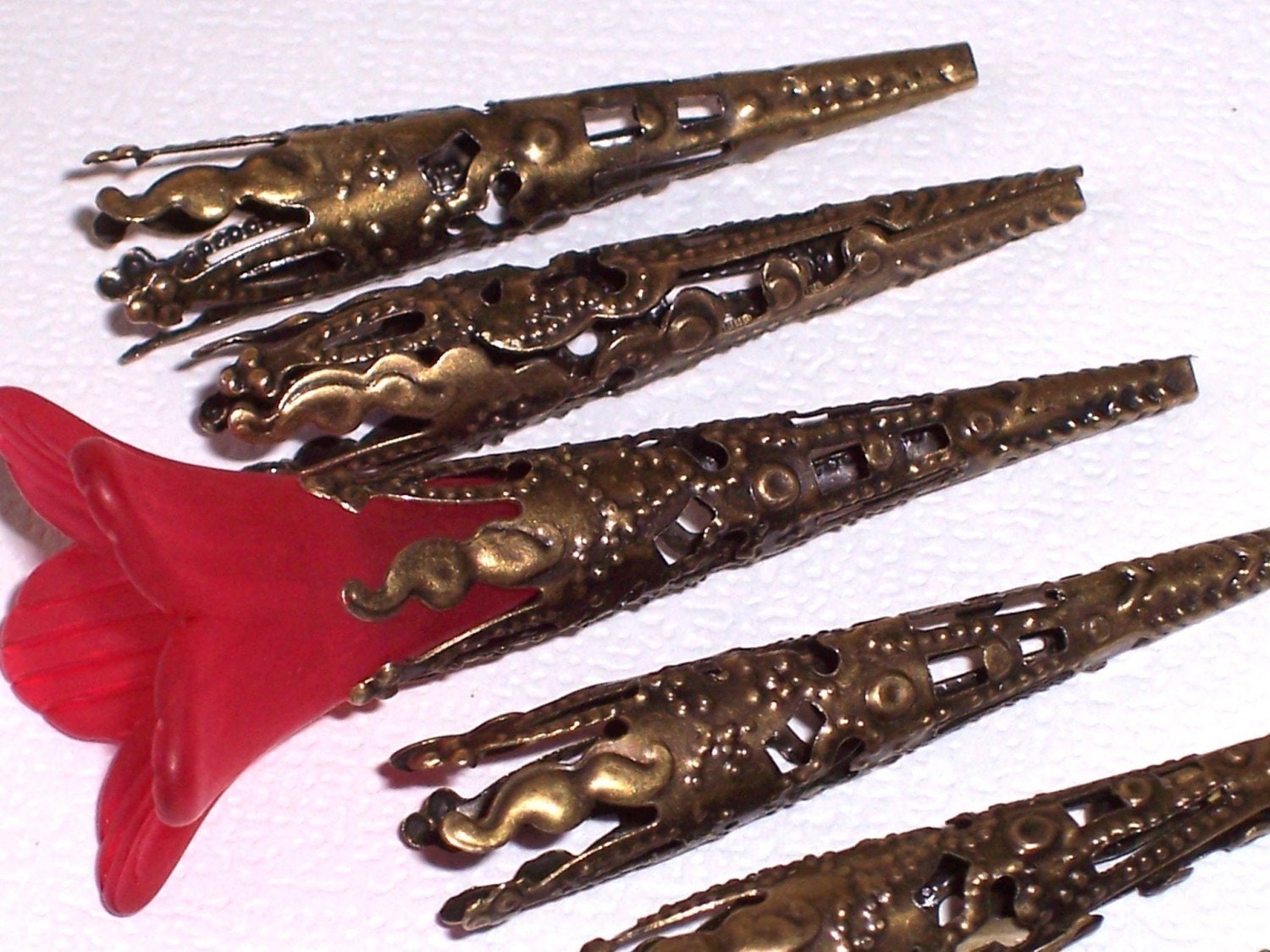 Antique Bronze Trumpet Bead Cone 42mm long (20)