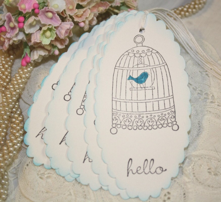 Gift Tags - Vintage Bird Cage - Hello - French Inspired